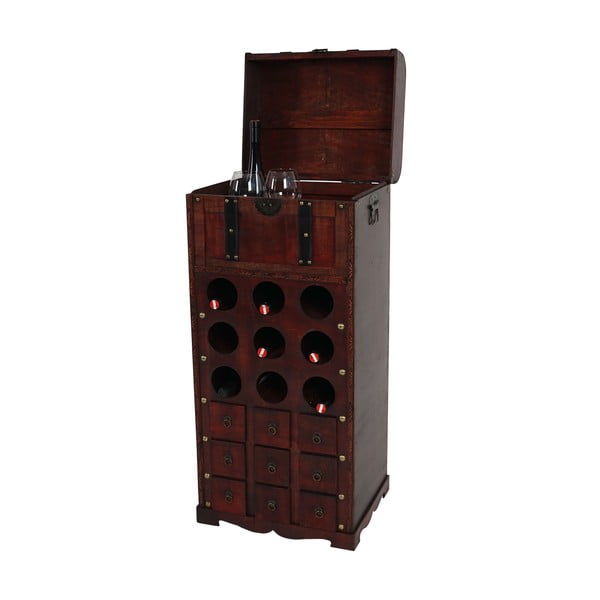 Brązowy stojak na wino (9 butelek) Mendler Shabby Colonial 104 cm