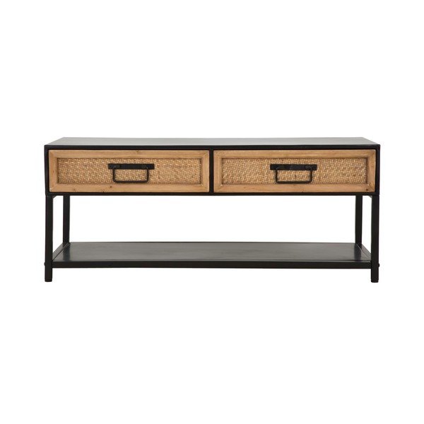 Czarno-naturalna metalowa szafka pod TV 95x38x38 cm Hanoi – Mauro Ferretti