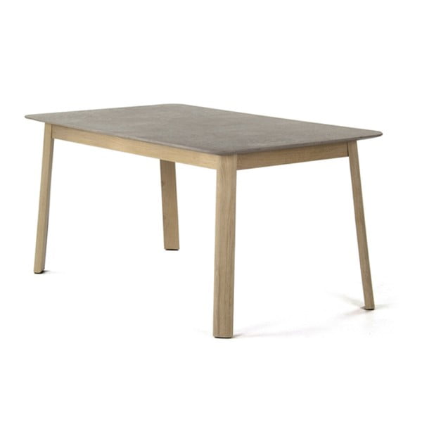 Szary stół do jadalni z dębowego drewna PLM Barcelona, 160x90 cm