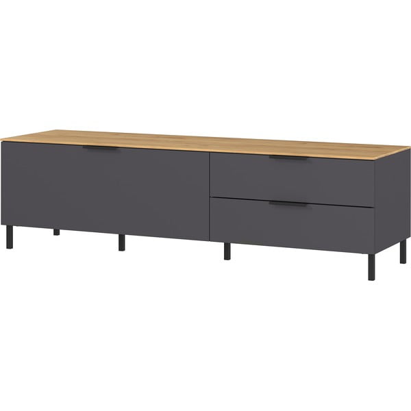 Szara szafka pod TV w dekorze dębu 164x47 cm California – Germania-image-2