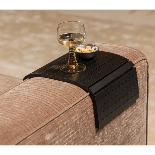 Czarna elastyczna drewniana podkładka na podłokietnik sofy WOOOD Tray-image-1