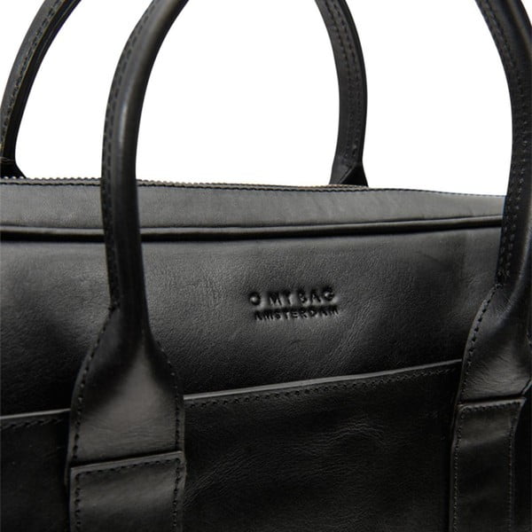 Skórzana torebka na laptop The Harvey, czarna-image-2