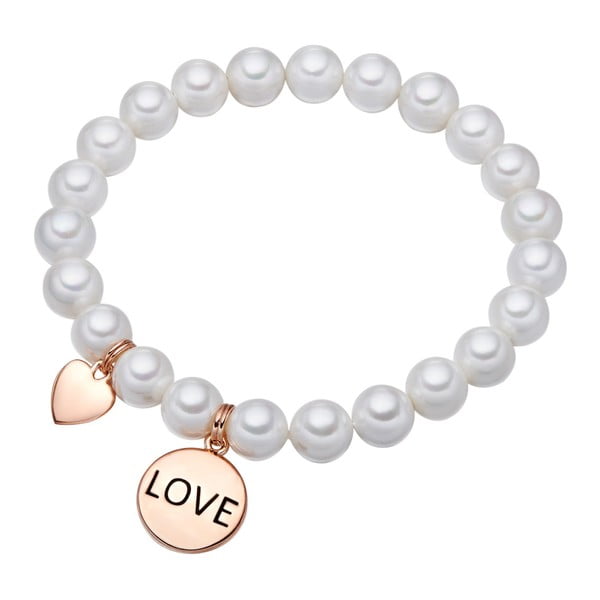 Biała bransoletka z pereł Pearls of London Love, 19 cm
