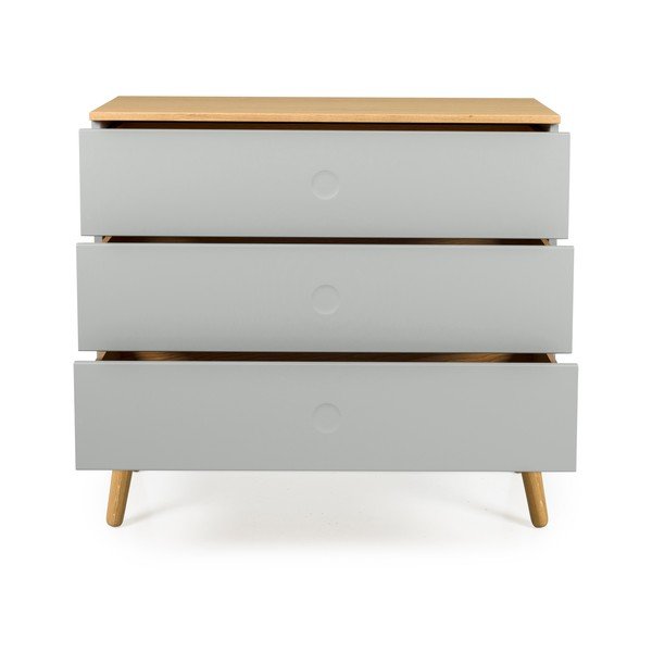 Szara komoda z nogami z drewna dębowego Tenzo Dot, 90x79 cm-image-3