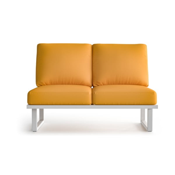 Żółta 2-osobowa sofa ogrodowa jasnymi nóżkami Marie Claire Home Angie