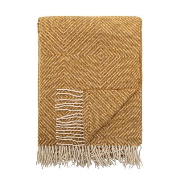 Żółty koc z mieszanki wełny 140x200 cm Hoshi – Bloomingville