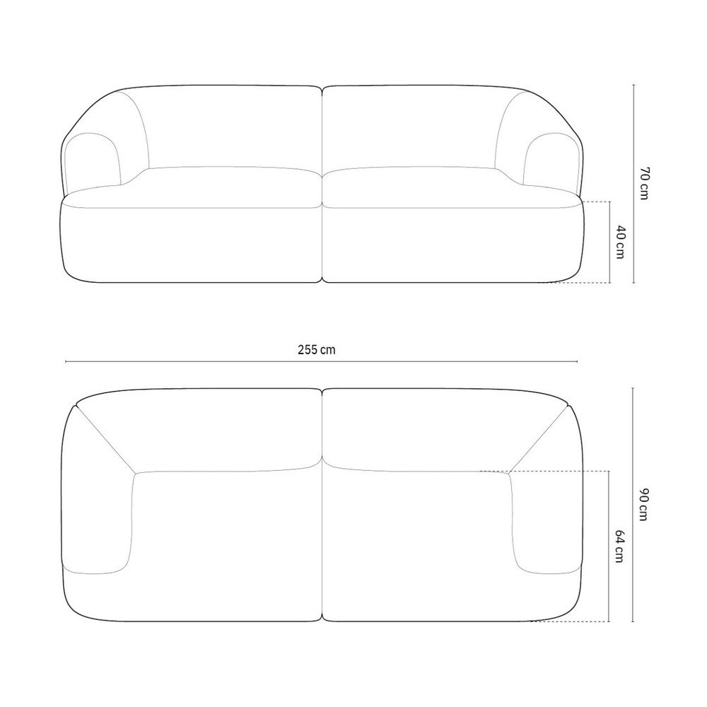 Jasnoszara sztruksowa sofa 255 cm Campi – Cosmopolitan Design (zdjęcie 7)