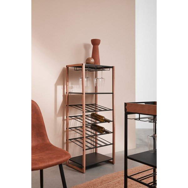 Czarna/w naturalnym kolorze metalowa szafka na wino liczba butelek 20, 50x122x35 cm Isaac – Yes Everyday-image-1