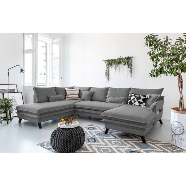 Szara rozkładana sofa w kształcie litery "U" Miuform Charming Charlie, lewostronna-image-3