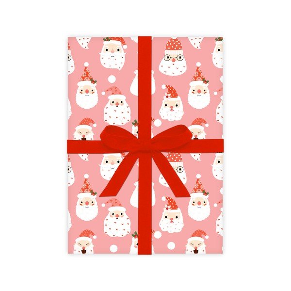 5 arkuszy różowo-białego papieru do pakowania prezentów eleanor stuart Santas, 50x70 cm-image-2