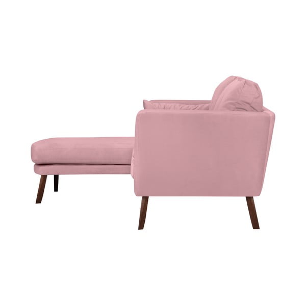 Jasnoróżowa sofa 3-osobowa Mazzini Sofas Elena, z szezlongiem po lewej stronie-image-3