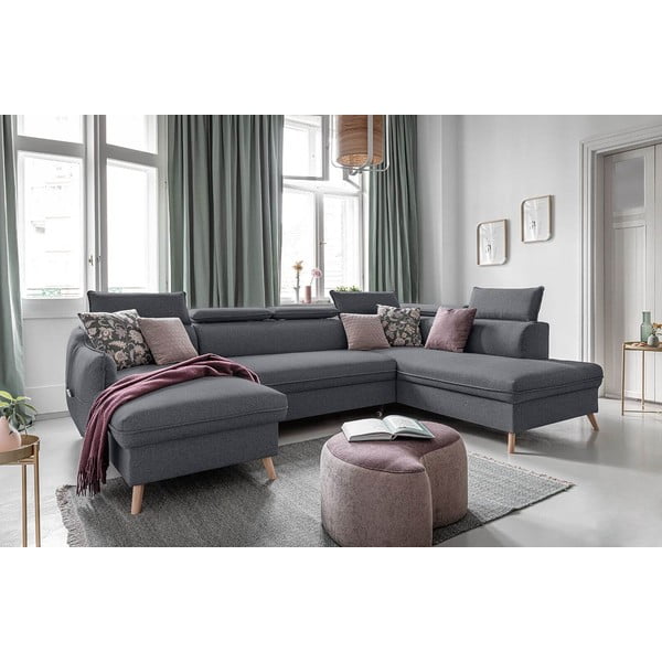 Ciemnoszary rozkładany narożnik (prawostronny) Sweet Harmony – Miuform-image-4