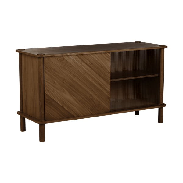 Brązowa witryna z litego drewna dębowego z drzwiami przesuwnymi 135x73,5x48 cm Italic – UMAGE-image-2