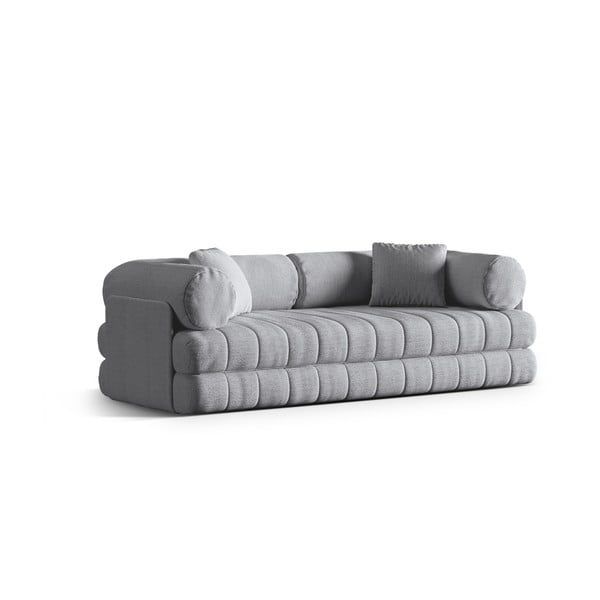 Jasnoszara rozkładana sofa z materiału bouclé 206 cm Kemi – Cosmopolitan Design-image-2