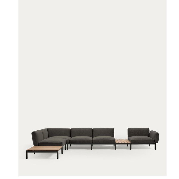 Ciemnoszara tapicerowana sofa ogrodowa (lewostronna) Sorells – Kave Home-image-3