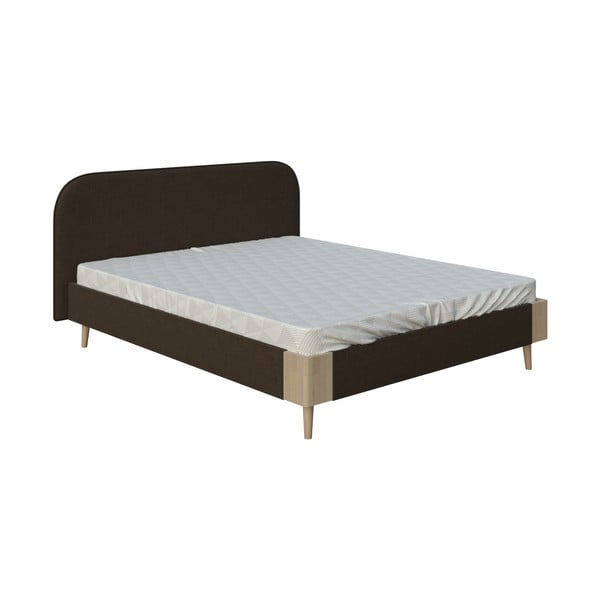 Brązowe łóżko dwuosobowe DlaSpania Lagom Plain Soft, 160x200 cm