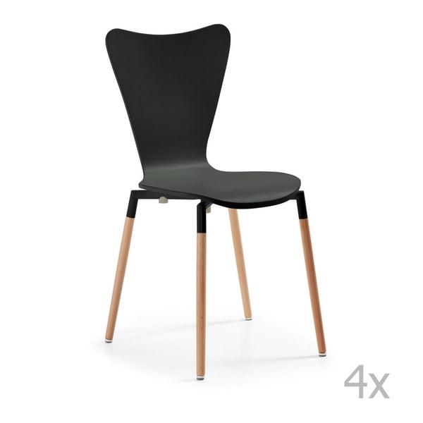 Zestaw 4 czarnych krzeseł jadalnianych La Forma Eclectic