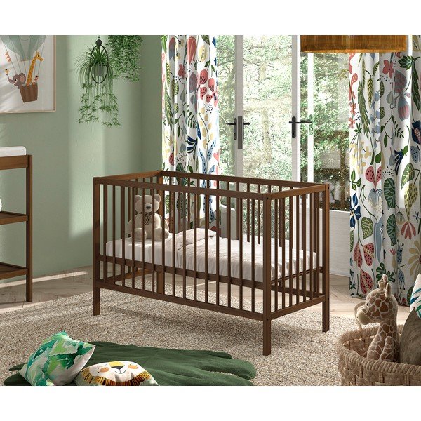 Brązowe łóżeczko z litego drewna bukowego z regulowaną wysokością 60x120 cm Dino – Vipack-image-1