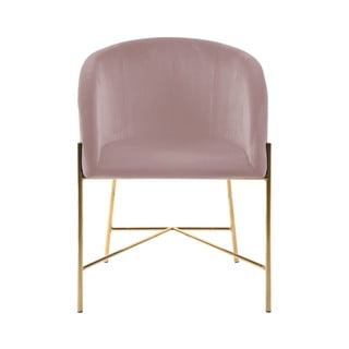 Różowe krzesło z nogami w kolorze złota Interstil Nelson