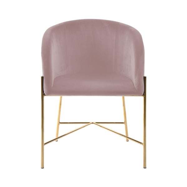 Różowe krzesło z nogami w kolorze złota Interstil Nelson