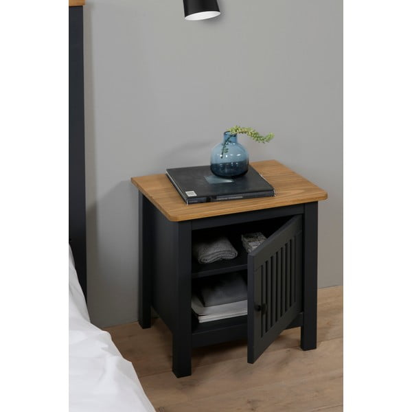 Szara drewniana szafka nocna Marckeric Bruna-image-1