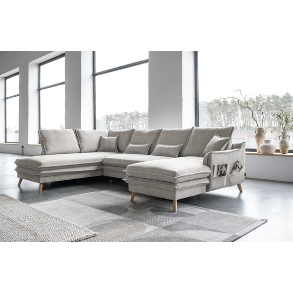 Beżowy rozkładany narożnik (lewostronny/w kształcie litery U) Charming Charlie – Miuform-image-4