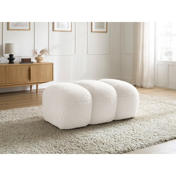 Biały podnóżek z materiału bouclé Hippolyte – Bobochic Paris-image-1