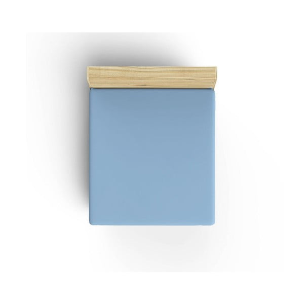 Jasnoniebieskie nieelastyczne bawełniane prześcieradło jednoosobowe Caresso, 90x190 cm