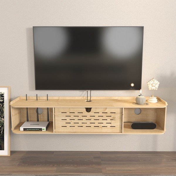 Szafka pod TV w dekorze dębu 116,5x19,5 cm Sima – Kalune Design-image-2