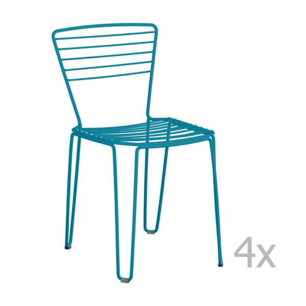 Zestaw 4 turkusowych krzeseł ogrodowych Isimar Menorca