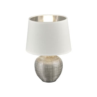 Biała lampa stołowa z ceramiki i tkaniny Trio Luxor, wys. 26 cm