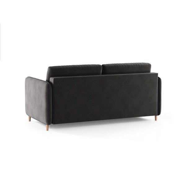 Ciemnoszara aksamitna sofa do spania 184 cm – Micadoni -image-3
