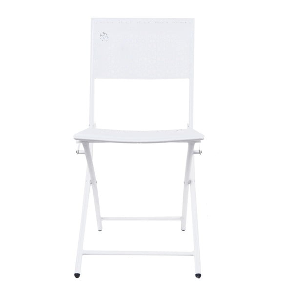 Białe metalowe krzesło ogrodowe Ewax Flower