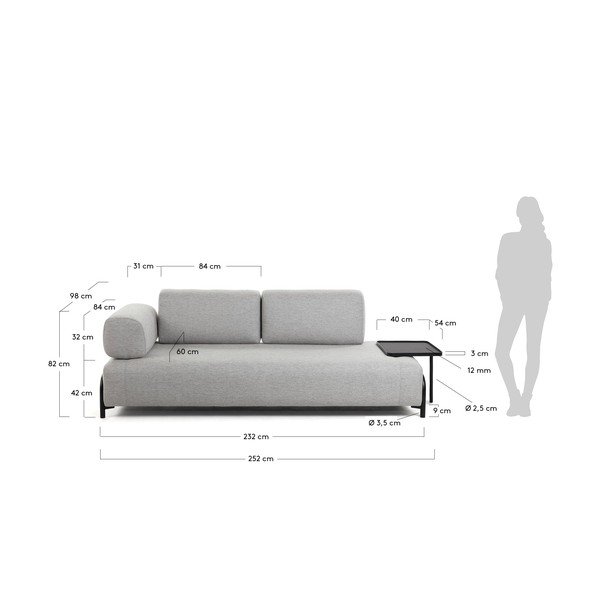 Jasnoszara sofa ze stolikiem Kave Home Compo-image-4