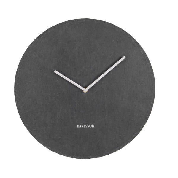Czarny zegar ścienny z łupku Karlsson Slate, ⌀ 40 cm