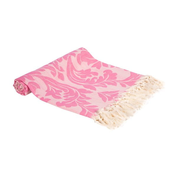 Różowy ręcznik kąpielowy tkany ręcznie Ivy's Nesrin, 100x180 cm