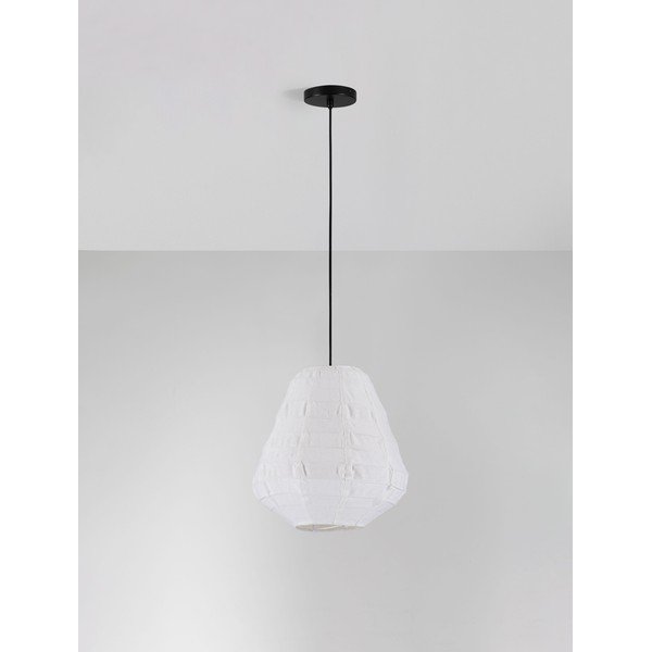 Biała lniana lampa wisząca ø 36 cm Linnet – Nova Luce-image-2
