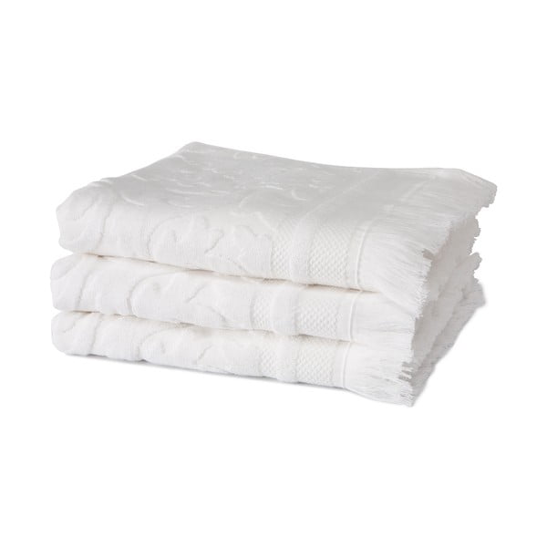 Zestaw 3 Białych ręczników z organicznej bawełny Seahorse, 60x110 cm