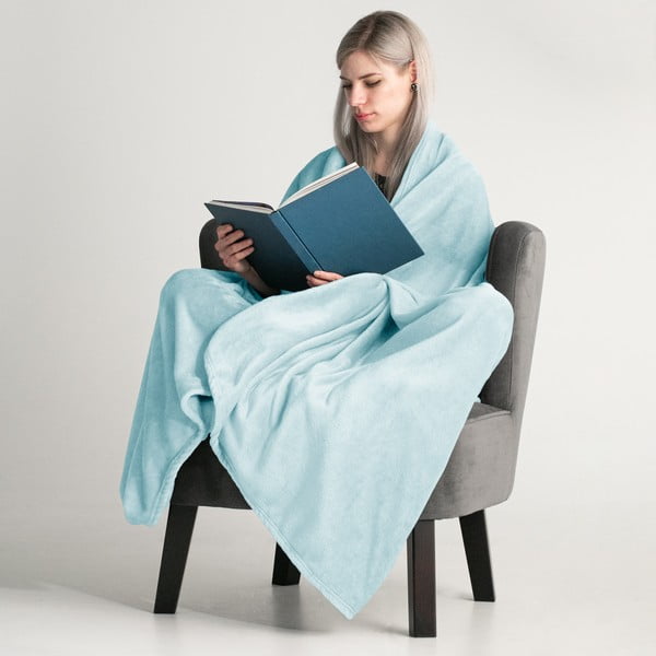 Jasnoniebieski koc z mikrowłókna DecoKing Mic, 160x210 cm-image-1