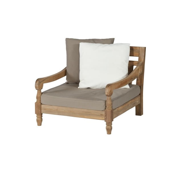 Beżowy drewniany fotel ogrodowy Kawang – Exotan