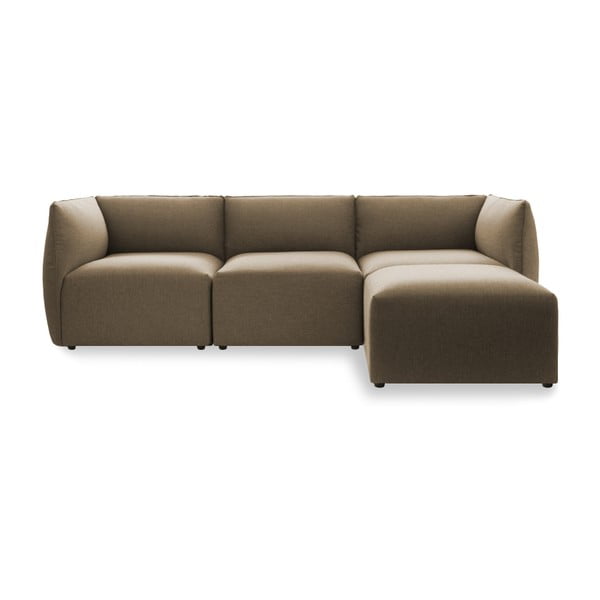 Beżowa 3-osobowa sofa modułowa z podnóżkiem Vivonita Cube