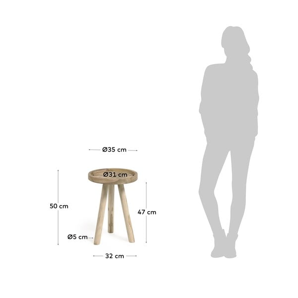 Okrągły stolik z litego drewna tekowego ø 35 cm Glenda – Kave Home-image-4