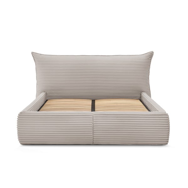 Beżowe tapicerowane łóżko dwuosobowe ze schowkiem i stelażem 160x200 cm Jade – Bobochic Paris-image-4