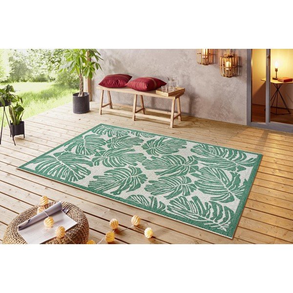 Zielono-beżowy dywan zewnętrzny NORTHRUGS Monstera, 140x200 cm-image-1