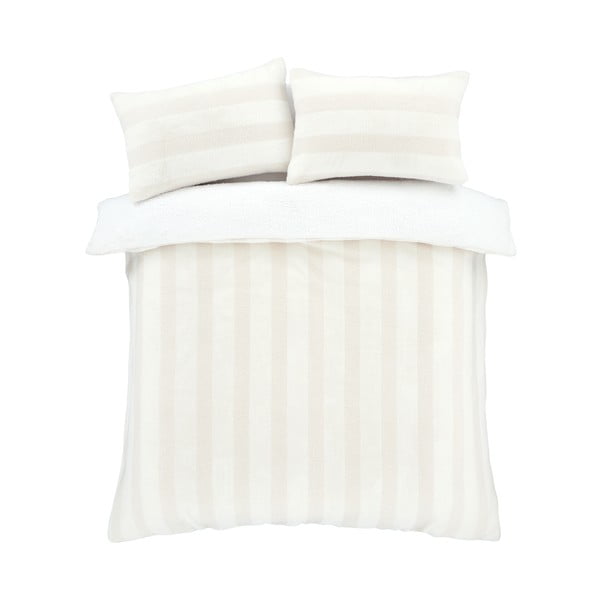 Kremowa pościel dwuosobowa z mikropluszu 230x220 cm Stripe Fur – Bianca-image-2
