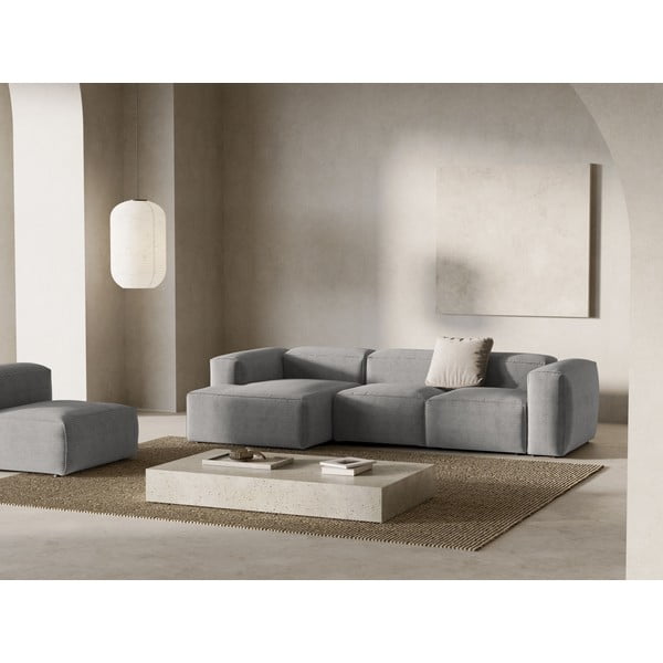 Jasnoszary sztruksowy narożnik (lewostronny/z szezlongiem) Bergamo – Cosmopolitan Design-image-1