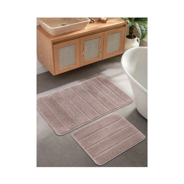 Brązowe dywaniki łazienkowe zestaw 2 szt. 50x80 cm Yeni Cizgli – Foutastic-image-1