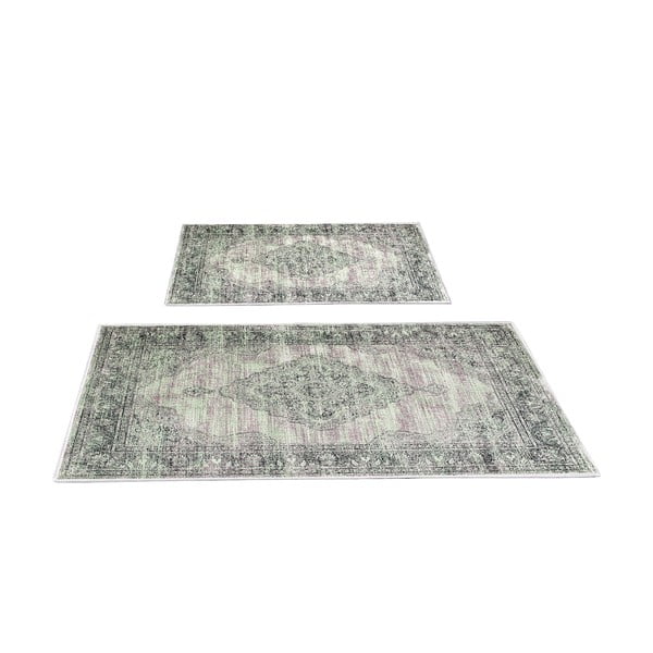 Zielono-szare dywaniki łazienkowe zestaw 2 szt. 60x100 cm – Foutastic