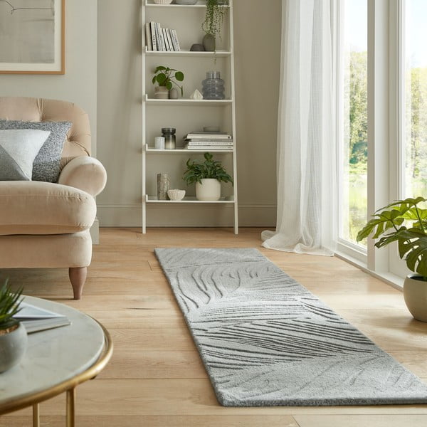 Jasnoszary wełniany chodnik 60x230 cm Lino Leaf – Flair Rugs-image-1