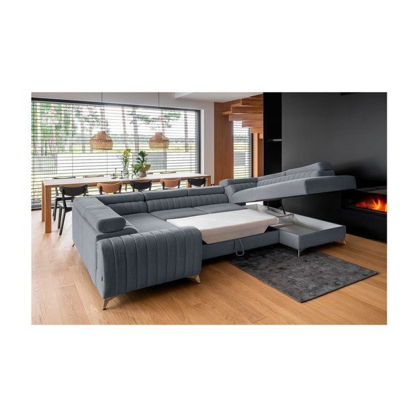 Niebieski rozkładany/ze schowkiem narożnik (prawostronny/w kształcie litery U) Louis – ELTAP-image-4